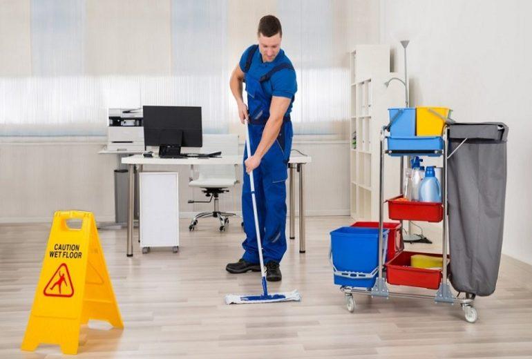 Man Cleaning Office